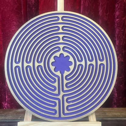 Emerald Forest Finger Labyrinth - Chartres Cathedral design in resin and wood